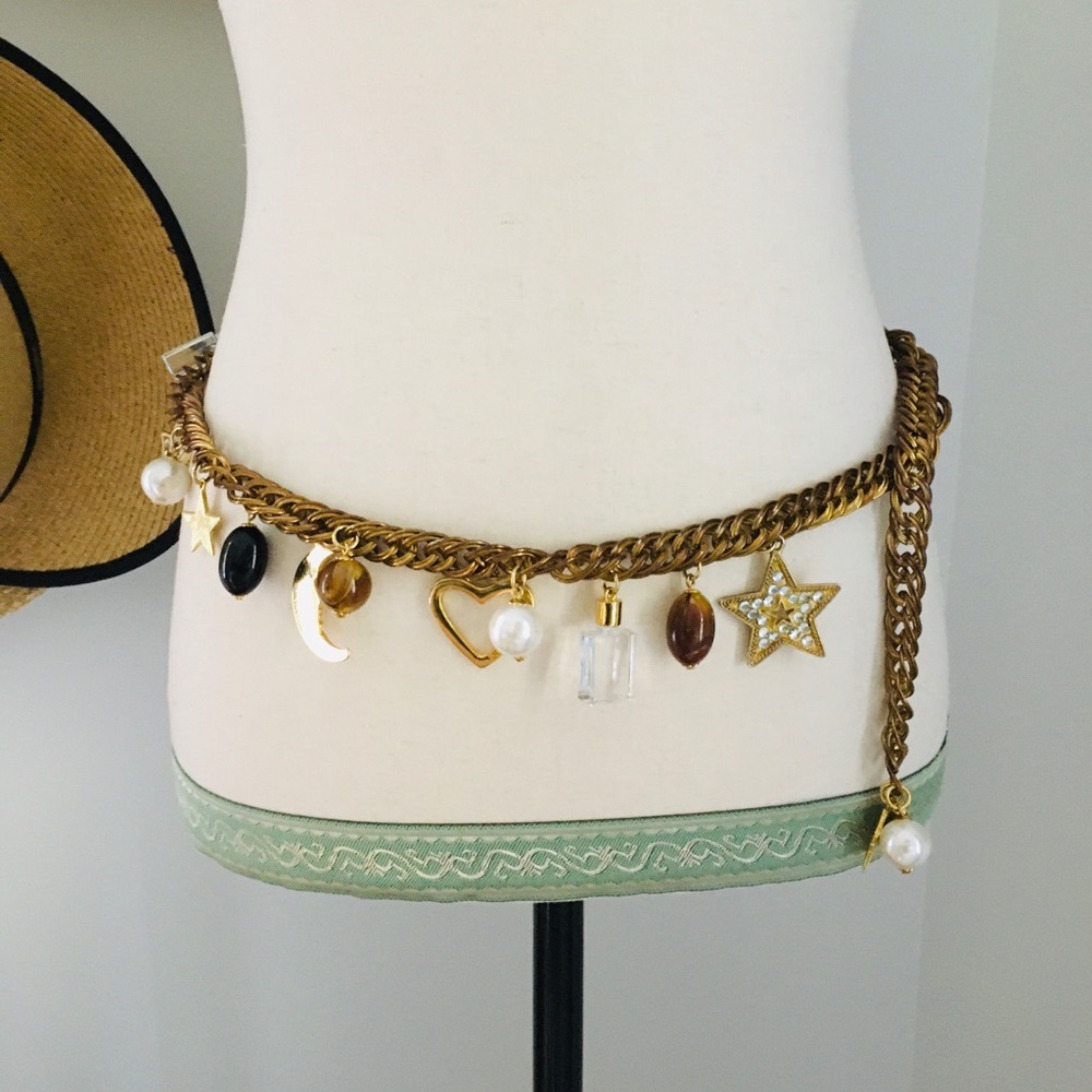 Pearls Stars Gems Gold Charm Belt